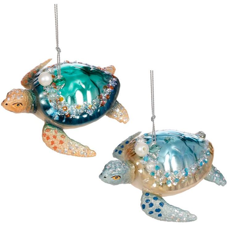 Fancy Turtle Orn  4 x 1.5" set of 2