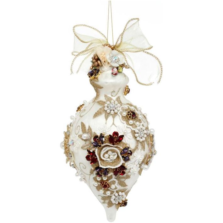 King's Jewels Finial Ornament Ivory Prl 8"