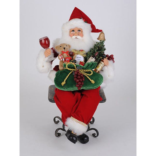 Gifting Wine Sitting Santa 20"